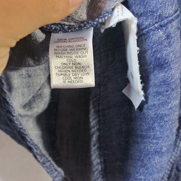 LOFT The Softened Chambray Button Up Western Boho Shirt Size Small - Picture 6 of 7